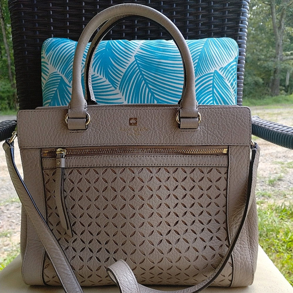 Kate Spade Beige Satchel with Cutout Design